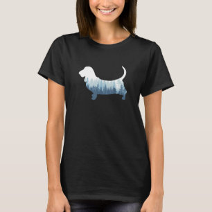 Basset Hound Dog Silhouette Outdoor Nature T-Shirt