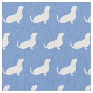 Basset Hound Dog Silhouette Pet Light Blue Fabric