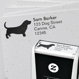 Basset Hound   Dog Silhouette Return Address Self-inking Stamp