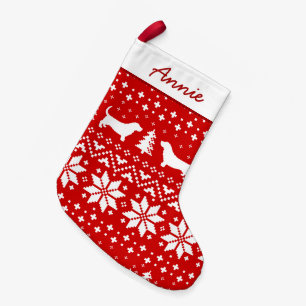Basset Hound Dog Silhouettes Holiday Pattern Cute Small Christmas Stocking