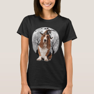 Basset Hound Dog Spooky Moon Halloween Costume T-Shirt