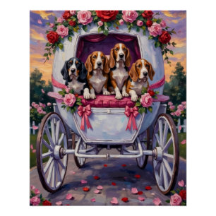 Basset Hound Dog Valentine's Day Poster