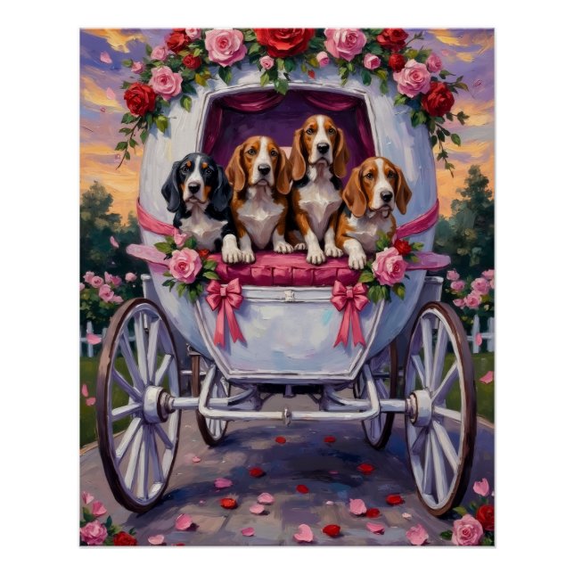 Basset Hound Dog Valentine's Day  Poster (Front)