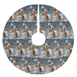 Basset Hound Dog Winter Wonderland Christmas Joy Brushed Polyester Tree Skirt