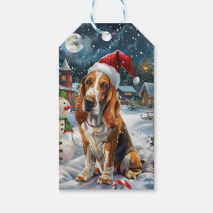 Basset Hound Dog Winter Wonderland Christmas Joy Gift Tags