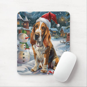 Basset Hound Dog Winter Wonderland Christmas Joy Mouse Mat