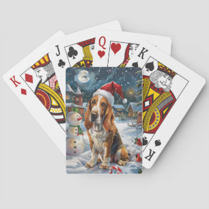 Basset Hound Dog Winter Wonderland Christmas Joy Playing Cards