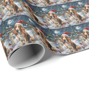 Basset Hound Dog Winter Wonderland Christmas Joy Wrapping Paper