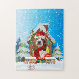 Basset Hound dog with Christmas gifts Jigsaw Puzzle
