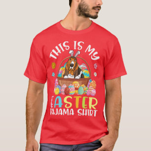 Basset Hound Dog With Eggs Basket This Is My Easte T-Shirt