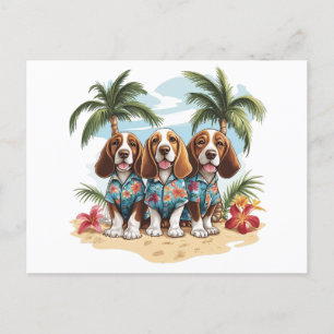 Basset Hound Dogs Hawaiian Shirts Postcard