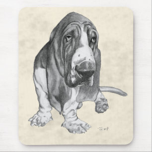 Basset Hound Drawing Mouse Mat