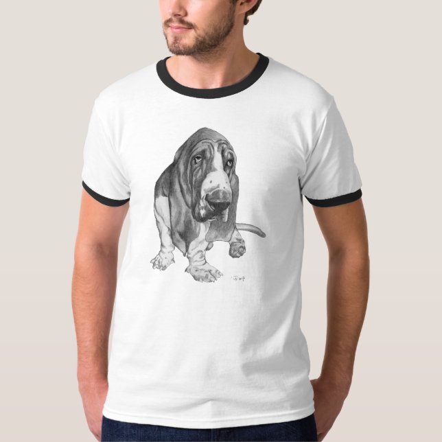 Basset Hound Drawing T-Shirt (Front)