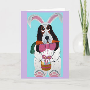 Basset Hound Easter Bunny Holiday Card
