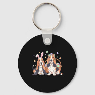Basset hound easter egg basket flower crown puppy key ring