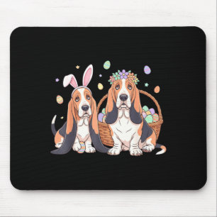 Basset hound easter egg basket flower crown puppy mouse mat