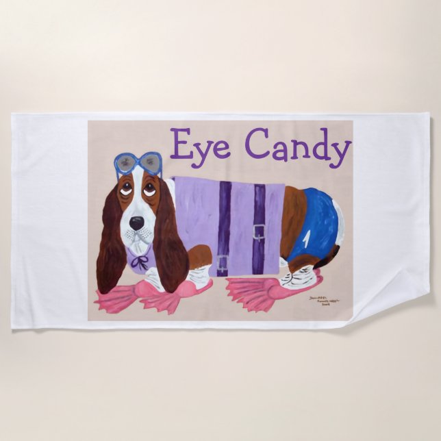 Basset Hound Eye Candy  Beach Towel (Front)