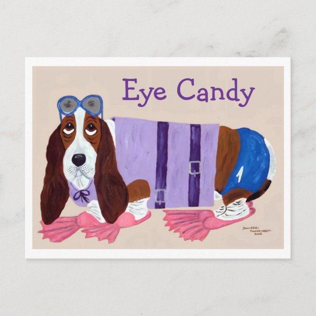 Basset Hound Eye Candy  Holiday Postcard (Front)