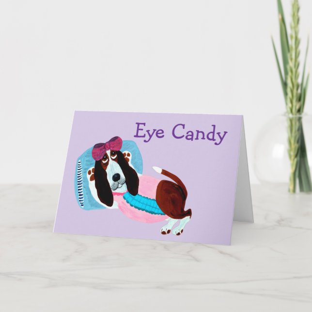 Basset Hound Eye Candy Swimsuit Model Card (Front)