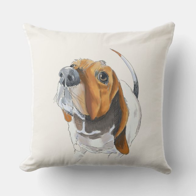 Basset Hound  Face Cute and Loveable |Love Bassett Cushion (Front)