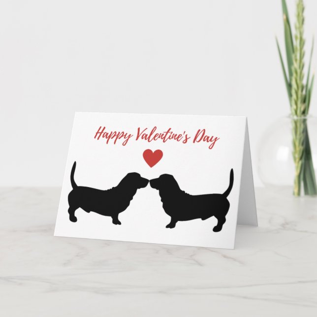 BASSET HOUND Folded Valentines Day Card (Front)