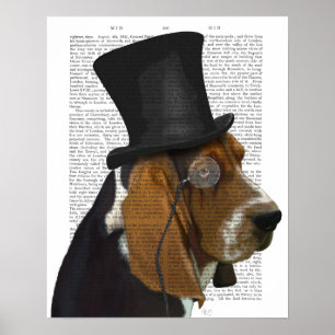 Basset Hound, Formal Hound and Hat Poster