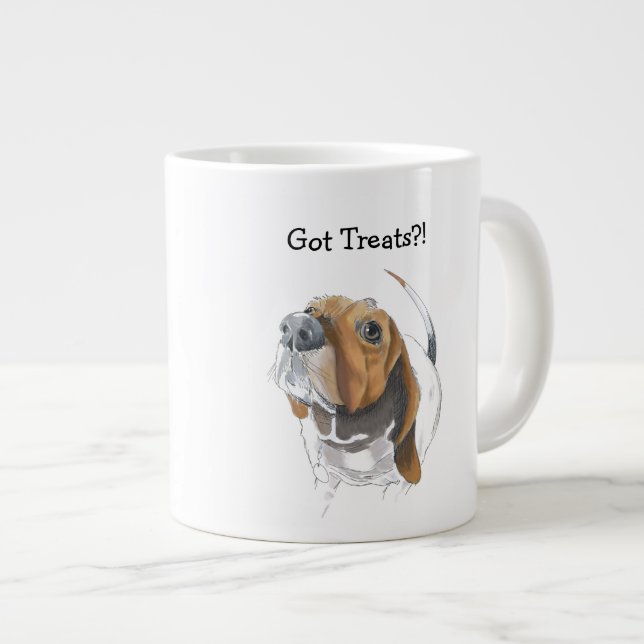 Basset Hound Funny Colour Illustration Large Coffee Mug (Front Right)