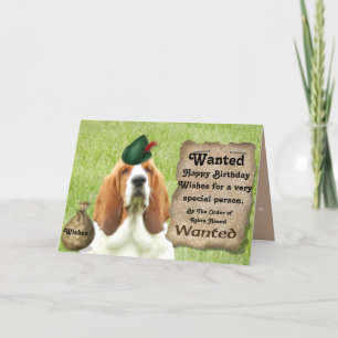 Basset Hound funny "Robin Hound" birthday card