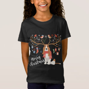 Basset Hound Gift Christmas Reindeer Dog T-Shirt