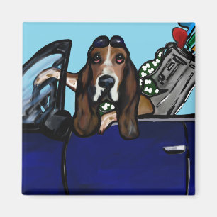 BASSET HOUND GOLFER MAGNET
