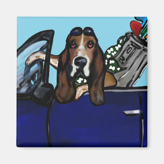 BASSET HOUND GOLFER MAGNET