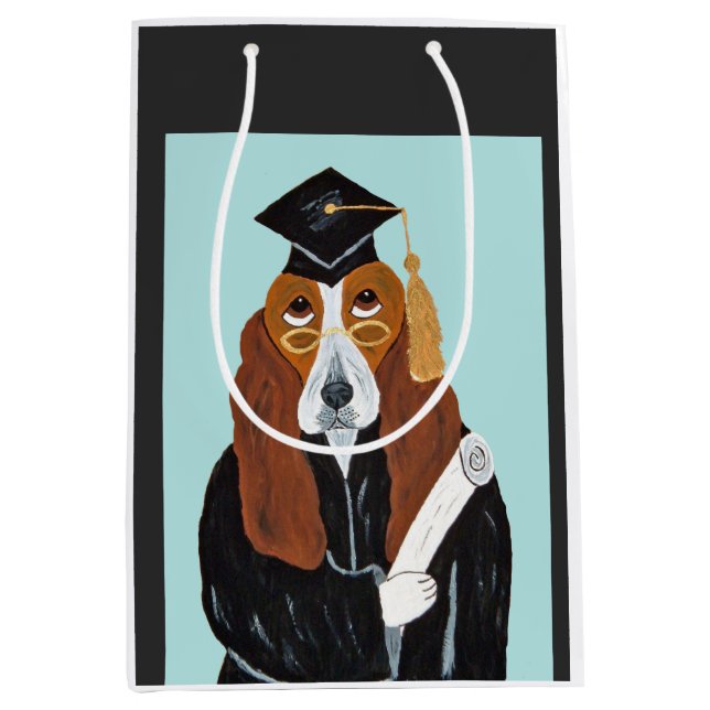 Basset Hound Graduate Medium Gift Bag (Front)