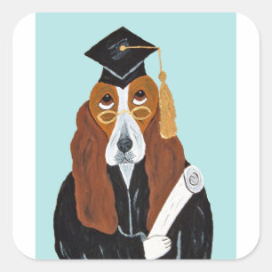 Basset Hound Graduate Square Sticker
