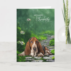 Basset Hound Green Garden Path Pet Sympathy Card