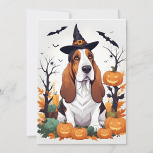 Basset Hound Halloween Cute Adorable Funny Animal Invitation
