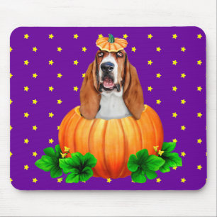 Basset Hound Halloween Jack-O-Lantern Mouse Mat