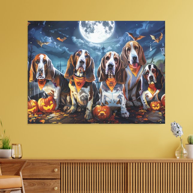 Basset Hound Halloween Spooky Canvas Print (Insitu(LivingRoom))