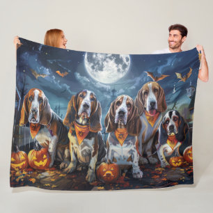 Basset Hound Halloween Spooky Fleece Blanket