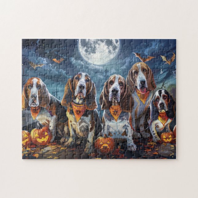 Basset Hound Halloween Spooky Jigsaw Puzzle (Horizontal)