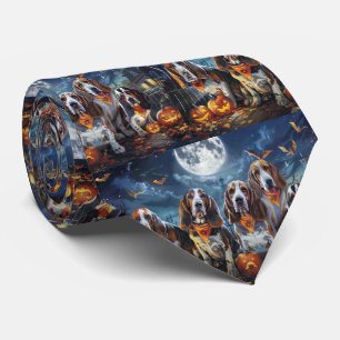 Basset Hound Halloween Spooky Tie