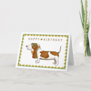 Basset Hound Happy Birthday Greeting Card