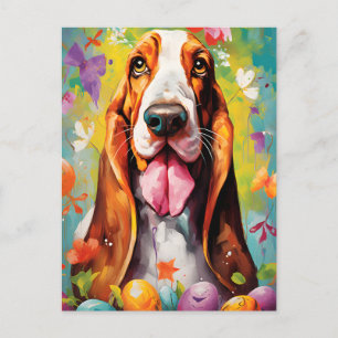 Basset Hound Happy Easter Postcard