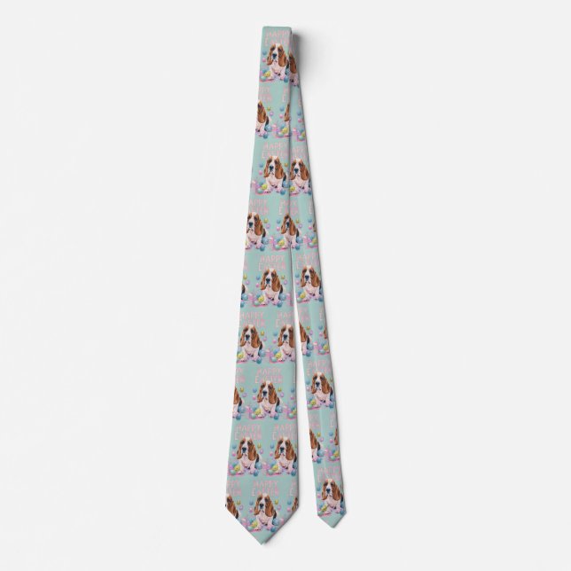 Basset Hound Happy Easter Tie (Front)