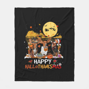 Basset Hound Happy Hallothanksmas Halloween Thanks Fleece Blanket