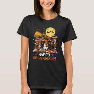 Basset Hound Happy Hallothanksmas Halloween Thanks T-Shirt