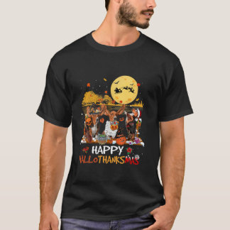 Basset Hound Happy Hallothanksmas Halloween Thanks T-Shirt