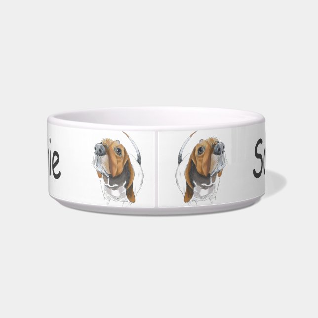 Basset Hound Happy Smiling Dog Personalised Bowl (Back)