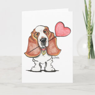 Basset Hound Heart Balloon Holiday Card