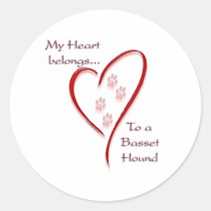 Basset Hound Heart Belongs Classic Round Sticker