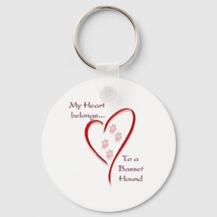 Basset Hound Heart Belongs Key Ring